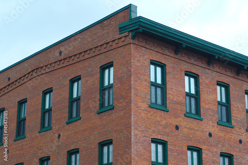 building corner brick and windows perspective office wall