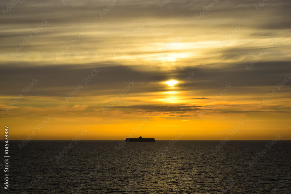 Sonnenuntergang, Schiff, Meer, Boot, Sonne, Himmel, Fähre, Nordsee