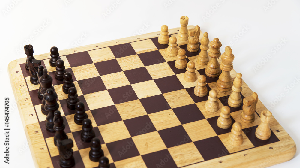 Chess board on white background - ready to play Chess board on white background - ready to play