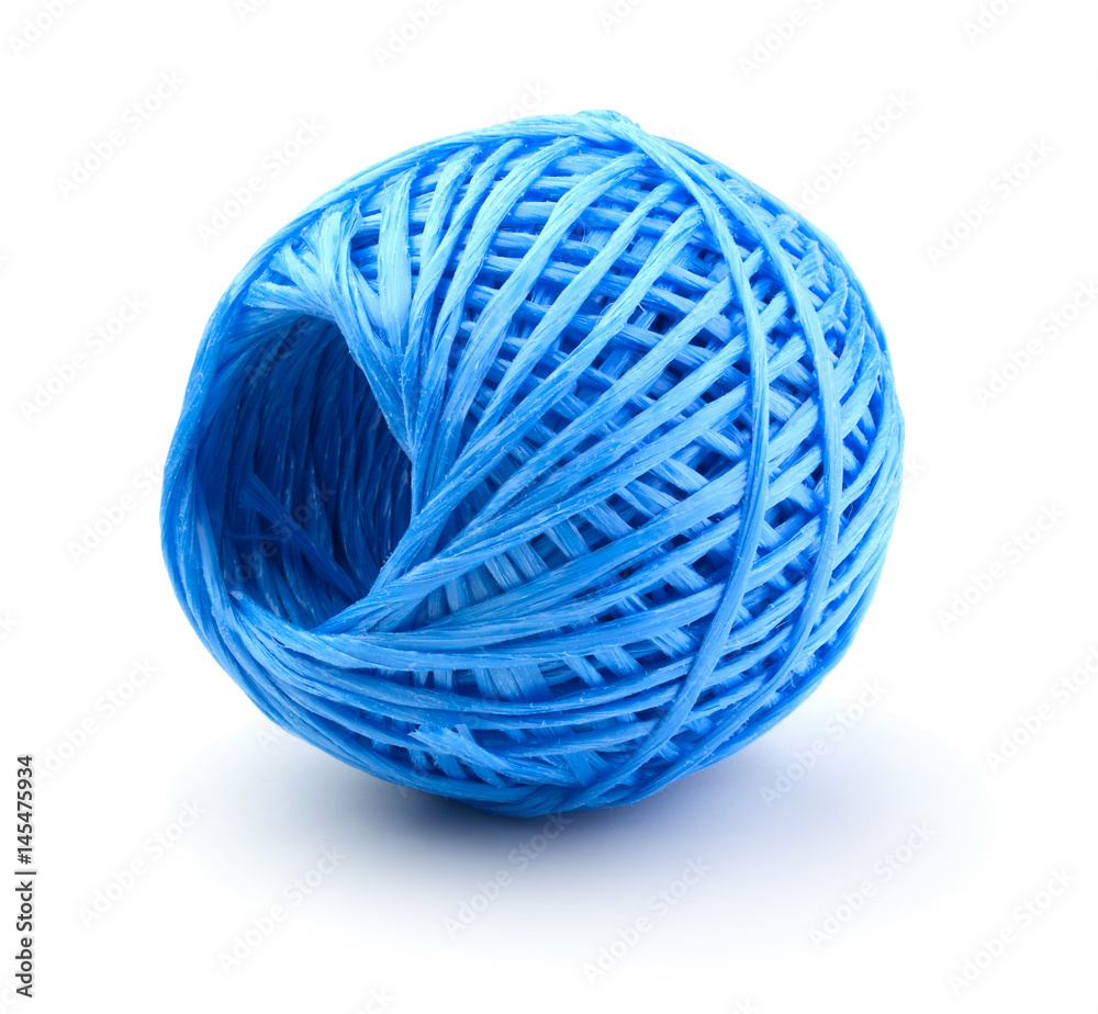Skein of blue plastic string isolated Skein of blue plastic string isolated