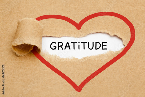 Картината върху платно Gratitude And Heart Torn Paper Concept