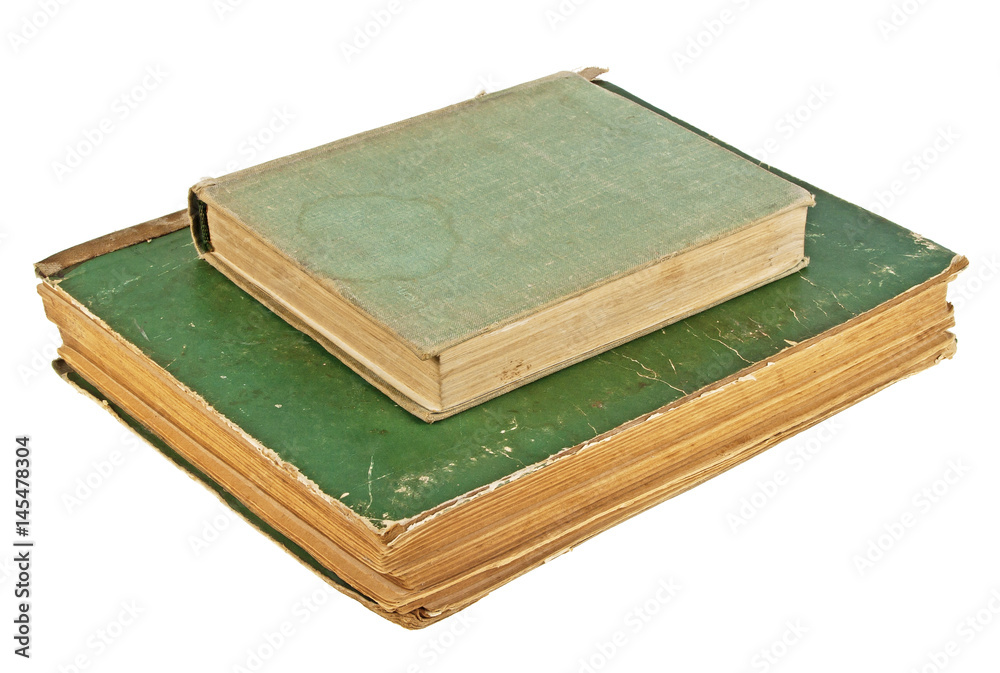 Two old books on a white background Two old books on a white background