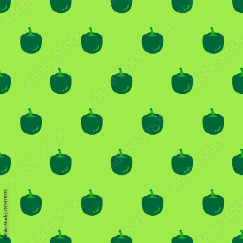 SEAMLESS GREEN PEPPER PATTERN Bold seamless green pepper pattern on the green background.