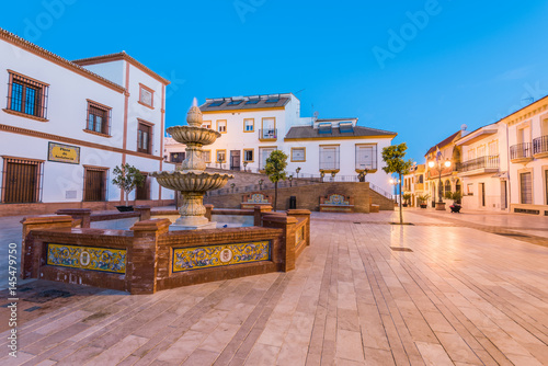 Obraz w ramie Beautiful city plaza in Palos de la Ffrontera,Huelva,Spain