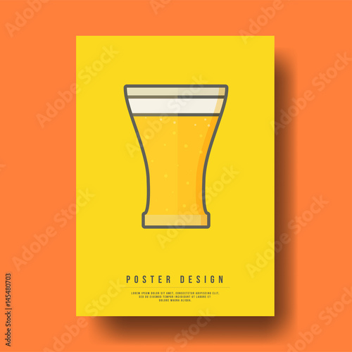 Abstract Glass of Beer Cover Design layout for banners, wallpaper, flyers, invitation, posters, brochure, voucher discount - Vector illustration template