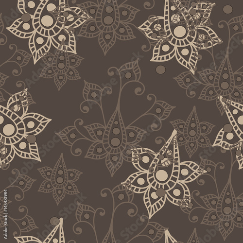 Beige color floral seamless pattern