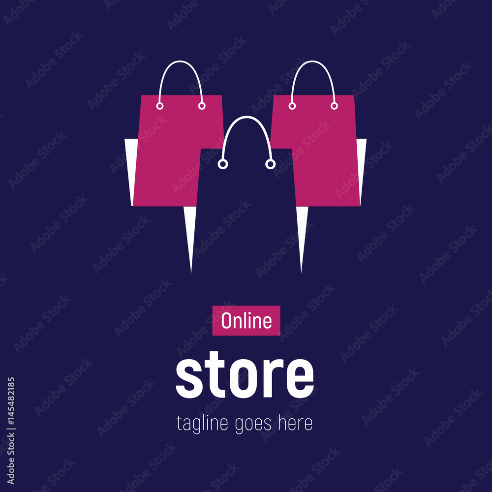 Web banner Online Store with shopping bags. Concept online shopping Web banner Online Store with shopping bags. Concept online shopping