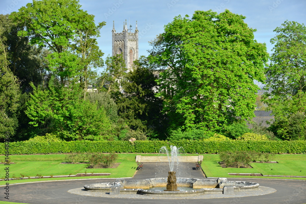 The scenic gardens at Kilkenny castle in Ireland