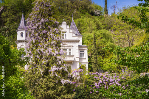 The promenades of Merano, South Tyrol, Italia. South Tyrol's historical buildings. photo