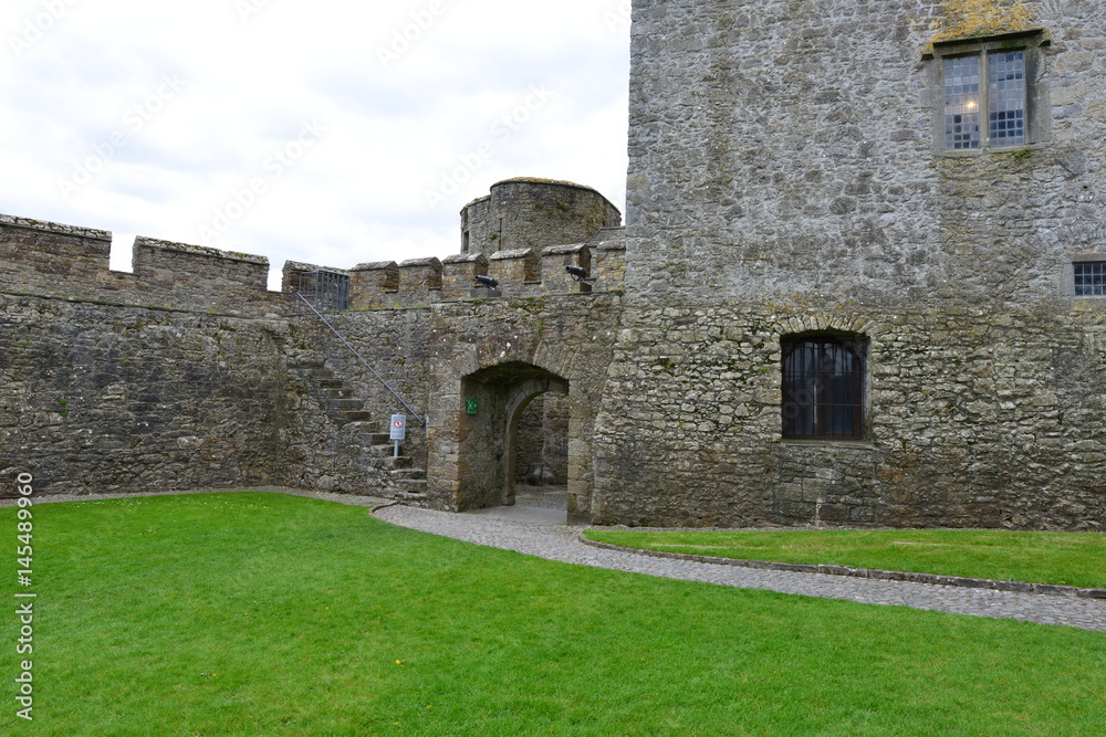 Cahir castle in Ireland on spring day in April.