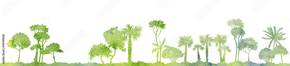 Obraz premium watercolor landscape with palm trees