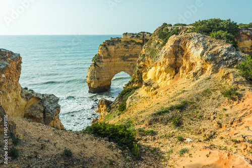 Beautiful rock formation at Algarve coast in Portugal