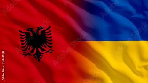 Schilderij op canvas Waving Ukraine and Albania Flags