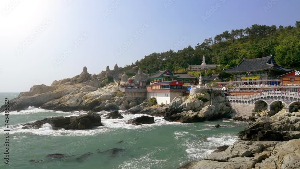 Haedong Yonggungsa Temple and Haeundae Sea in Busan, South Korea Haedong Yonggungsa Temple and Haeundae Sea in Busan, South Korea
