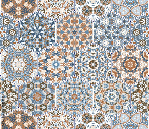 Vector set of hexagonal patterns.