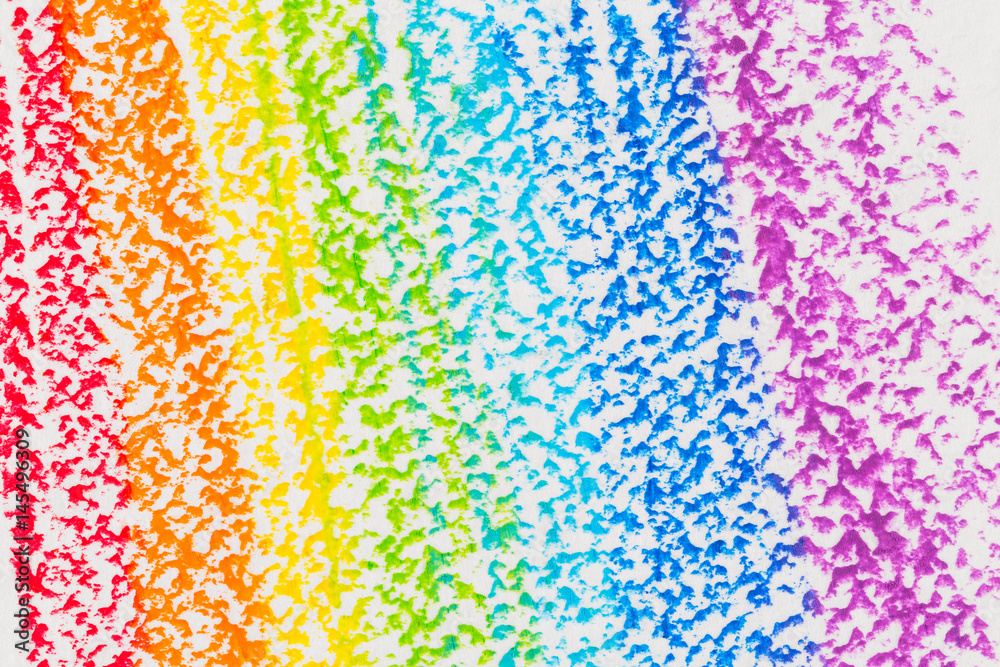 Hand drawn colorful oil pastel rainbow