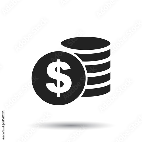 Money icon on white background. Coins vector illustration in flat style. Icons for design  website.