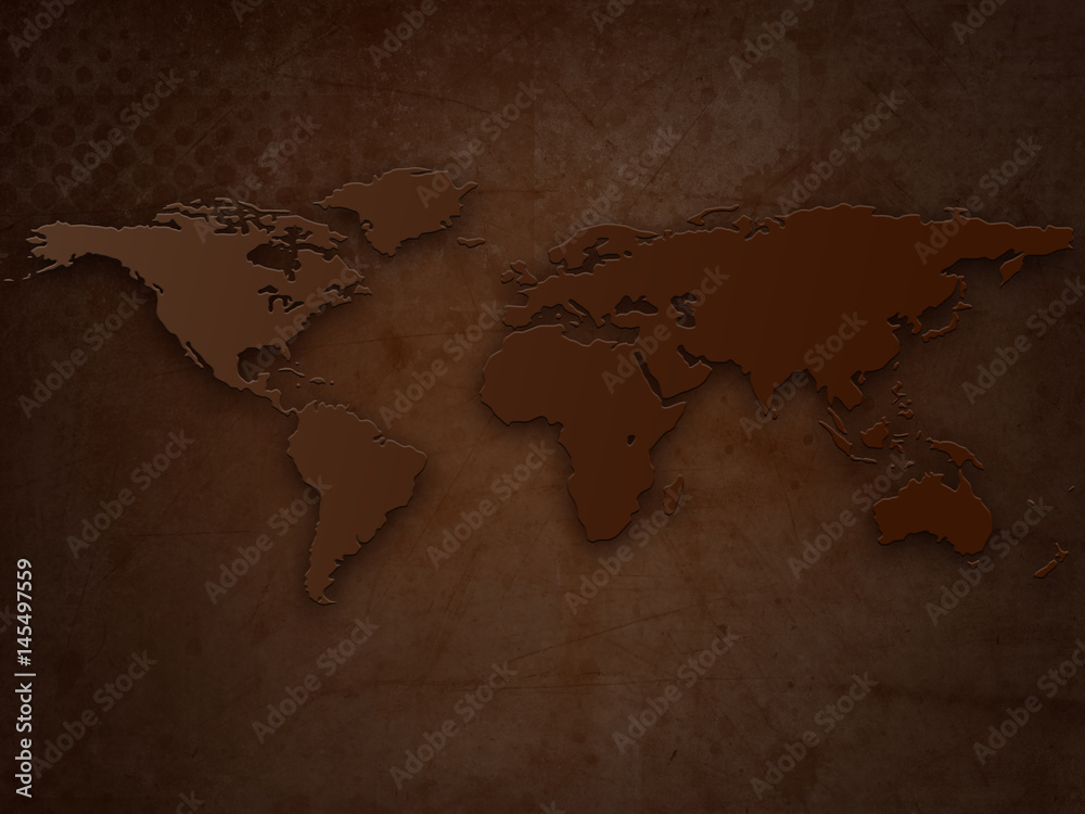 Abstract Brown Old Grunge World Map