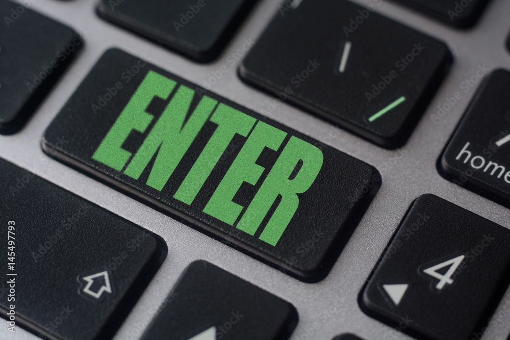 Key with text Enter on laptop keyboard Key with text Enter on laptop keyboard
