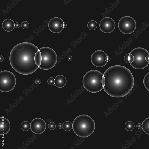 Dark seamless background with shinning white circles and points