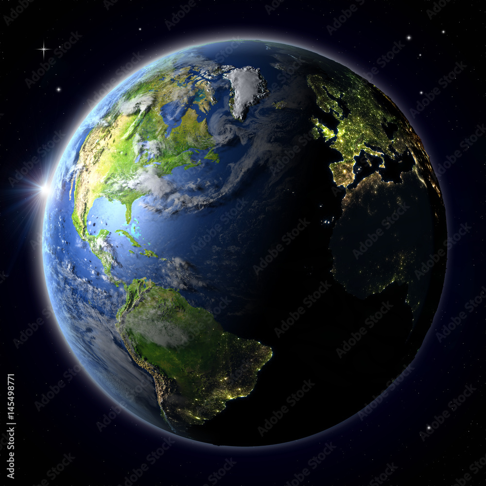 Northern Hemisphere from space during sunset Northern Hemisphere from space during sunset