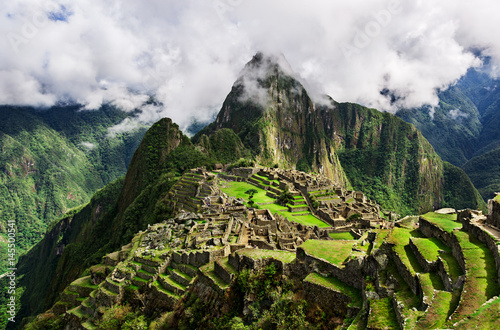 Machu Picchu, a Peruvian Historical Sanctuary in 1981 and a UNESCO World Heritage Site in 1983. One of the New Seven Wonders of the World. Lost city of Inkas in Peru mountains