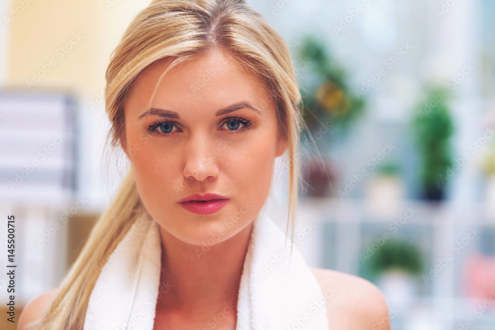 Young fit healthy woman with towel Young fit healthy woman with towel