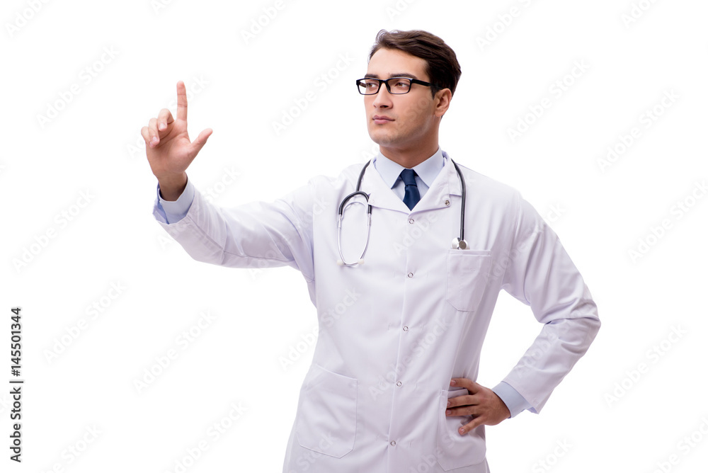 Young doctor isolated on white background