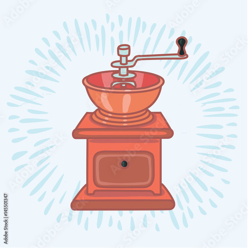 Outline illustration of manual brass coffee grinder icon