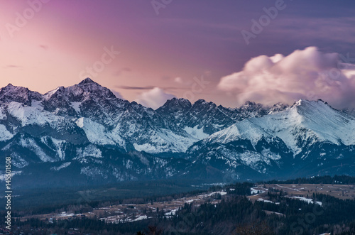 Morning panorama of  snowyTatra Mountains  Poland