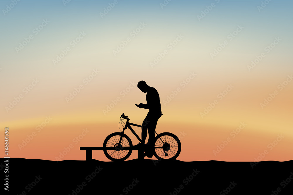 cyclist holding phone