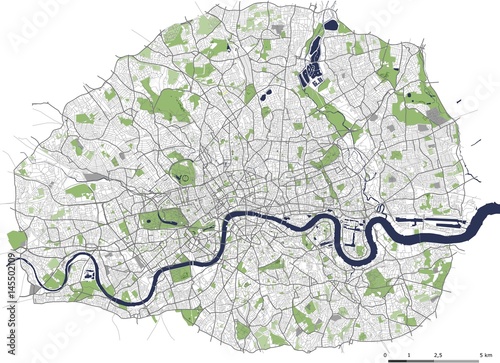 map of the city of London, Great Britain