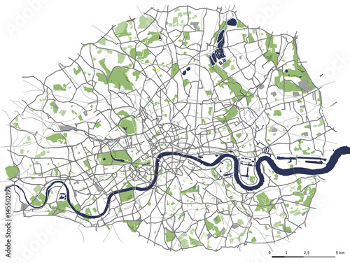 map of the city of London, Great Britain