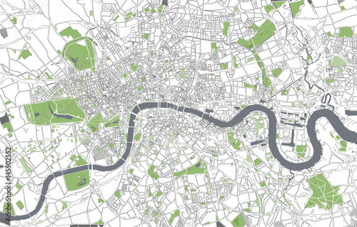 map of the city of London, Great Britain