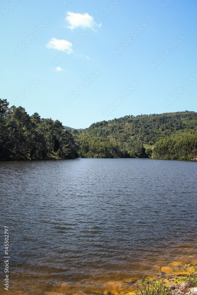 Lake surrounded by a forest. Sintra natural Park in Portugal
