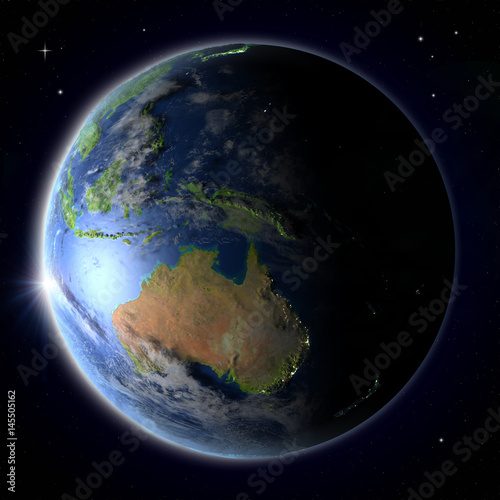 Fototapeta Naklejka Na Ścianę i Meble -  Australia from space during sunset