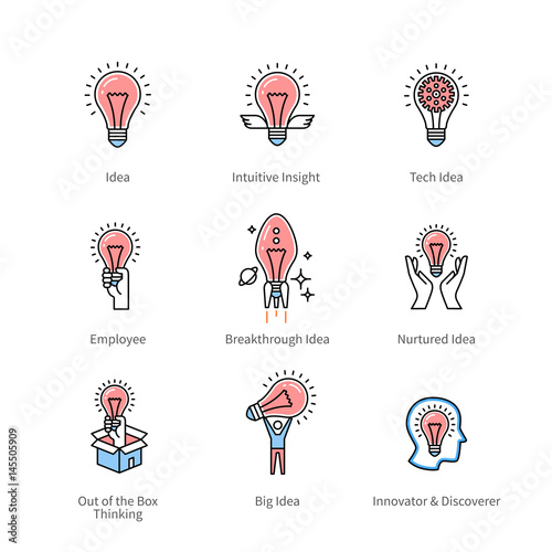 Creative idea and business innovation symbols