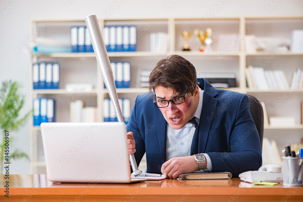 Angry aggressive businessman in the office Angry aggressive businessman in the office