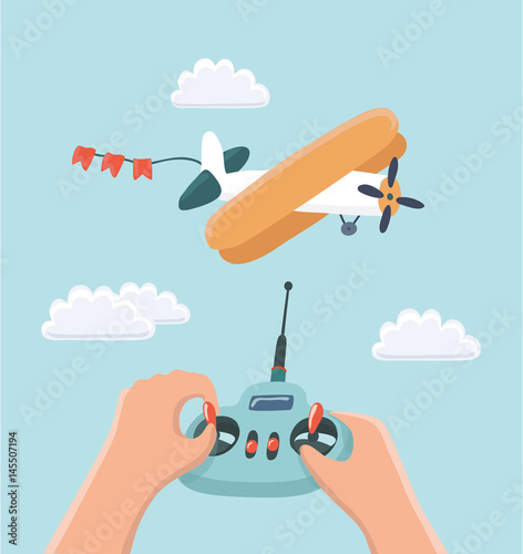 RC plane and radio remote control, Vector Illustration