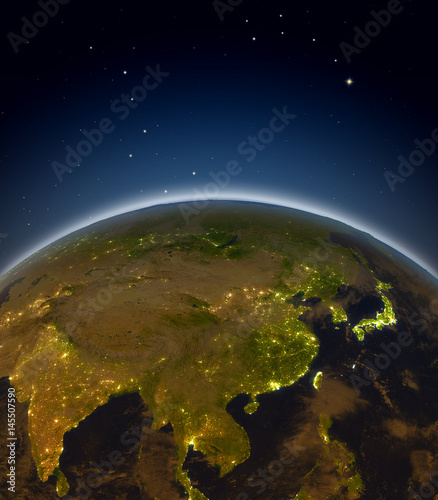 East Asia at night