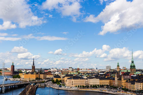 A panoramic photo of the city of Stockholm in Sweden. 