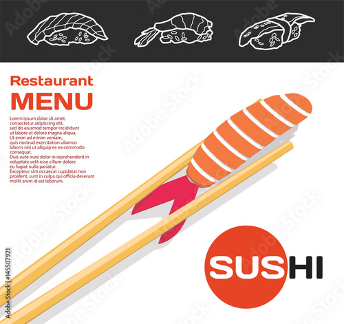 Sushi restaurant menu with vector sushi