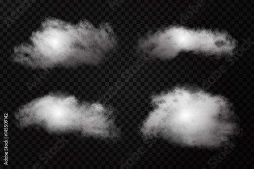 Vector realistic isolated cloud effect on the transparent background. Realistic fog or smoke for decoration.