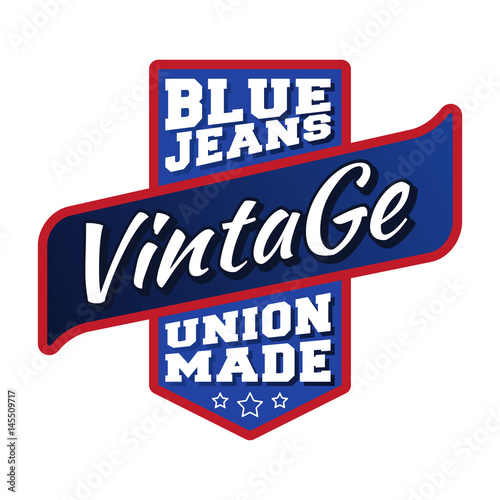 Blue jeans vintage stamp