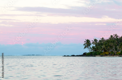 Pink sunrise on a tropical island