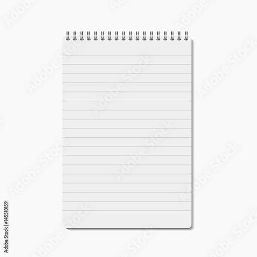 Vector realistic isolated spiral notepad on the white background.