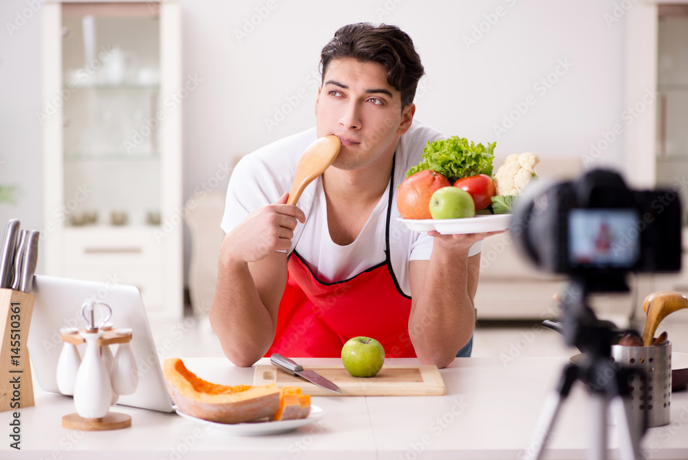 Food blogger working in the kitchen Food blogger working in the kitchen