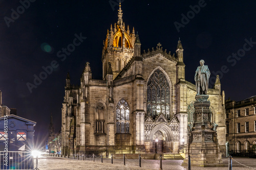 Old center of Edinburgh in the night photo