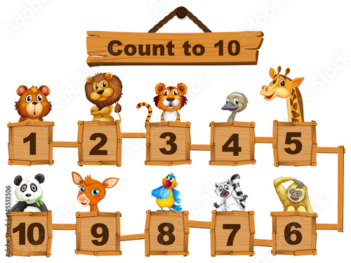 Counting numbers one to ten with animals