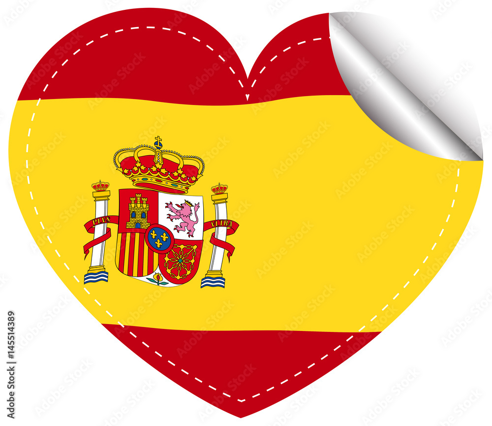 Obraz premium Sticker design for Spain in heart shape